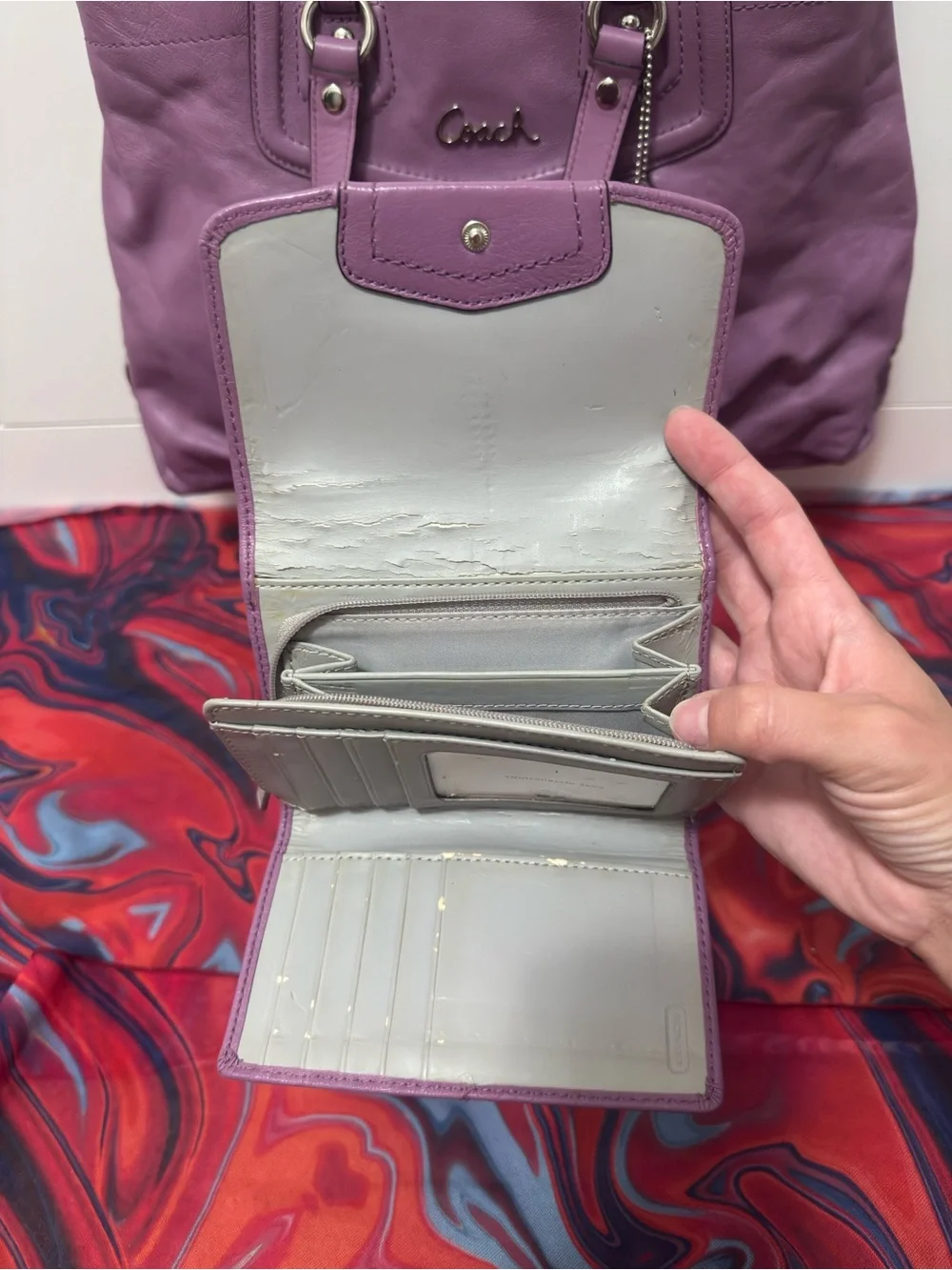 Vintage Y2K Coach Ashley Lavender Leather Satchel & Matching Wallet Bundle Set